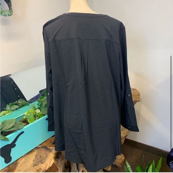 Denim & Co. Roll Tab Sleeve Button Front Soft Utility Tunic - Picture 2 of 11